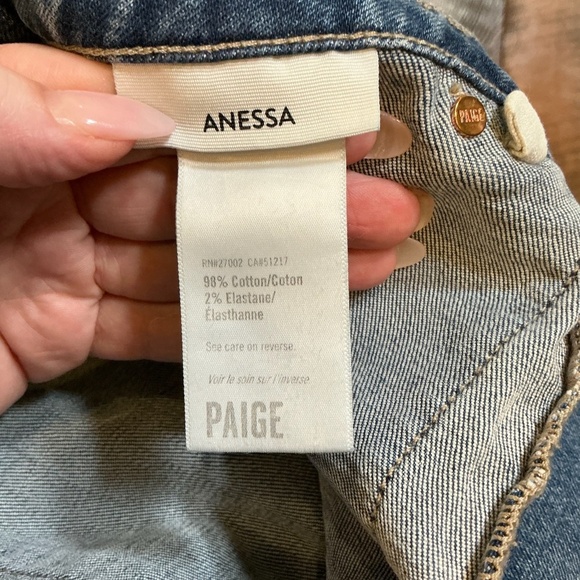 Paige Anessa Exposed Button Fly Wide Leg Jeans Blue Size 28 High Rise - Picture 7 of 14